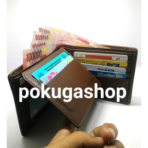 Foto Produk premium leather mens wallet brown / dompet exclusive pria resleting dari pokugashop