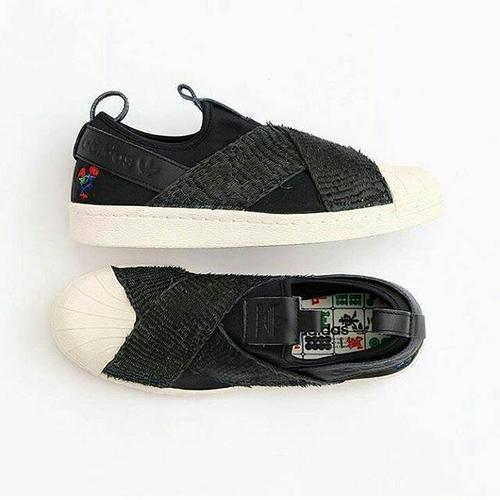 Jual Adidas superstar slip on black 