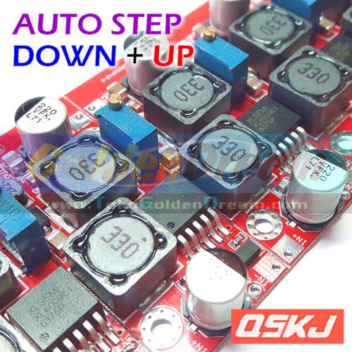 Foto Produk Red QSKJ Auto Buck Boost Step Down + Up XL6009 Converter Solar Aki DC dari Golden Dream