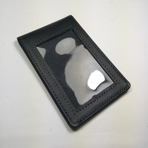 Foto Produk ID card holder kulit asli warna hitam model selip saku magnet dari philo