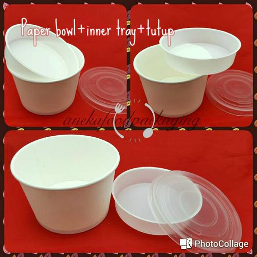 Foto Produk Paper bowl/mangkuk kertas 650ml+inner tray+ttp (25pcs) dari anekafoodpackaging