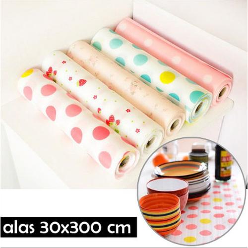 Foto Produk Alas Serbaguna 3M - 30x300 cm Meja Laci Dapur Lemari Japanese Mat - Polka Merah dari ChinaTown