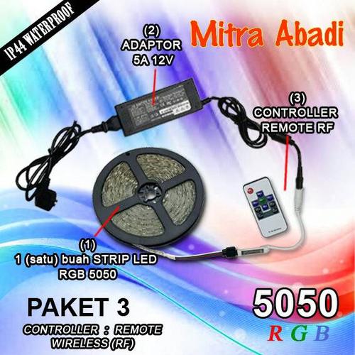 Foto Produk Paket Adaptor + LED Strip 5050 RGB + Remote RF RGB dari Toko Mitra Abadi