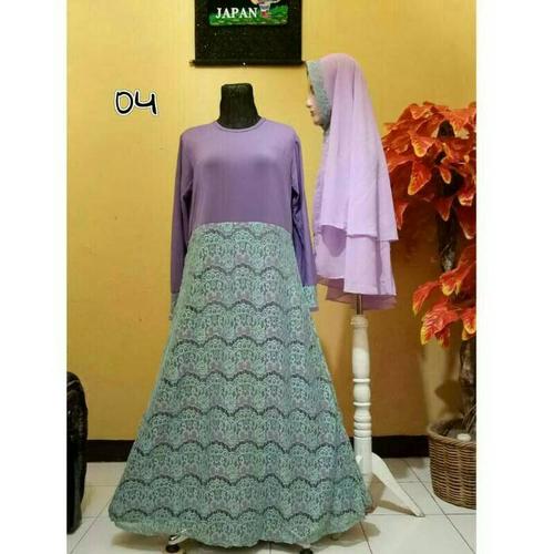Jual Long Dress Gamis Hijab Set Brukat 