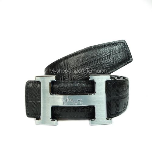 Foto Produk GESPER IKAT PINGGANG KULIT ASLI PRIA IMPORT BRANDED HM 105 BLACK dari Toko Import Termurah