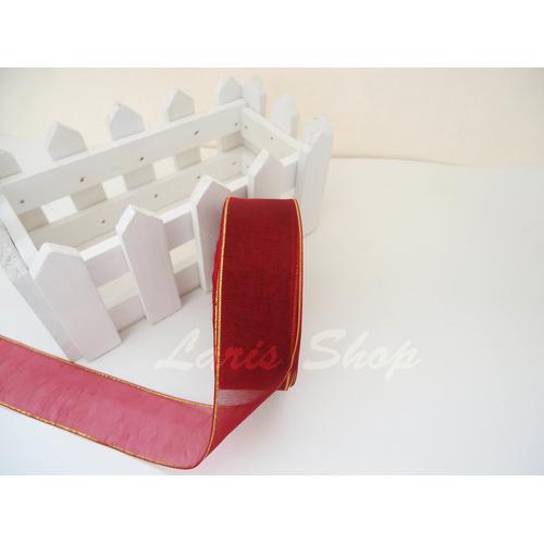 Foto Produk Pita Organdi Lis Emas 1 inch (2,5 cm) Merah Marun dari laris shops