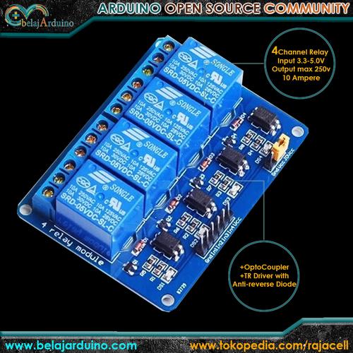 Gambar Relay Module 4 Channel 5V for Arduino ( Best Quality ) dari RAJACELL BEKASI undefined Tokopedia