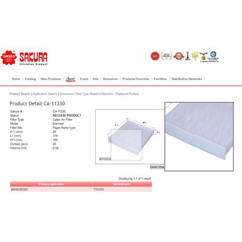 Gambar Filter Kabin / Filter Udara AC Ayla Sakura CA-11330 "17668" dari Jasutra motor Kab. Bekasi Tokopedia