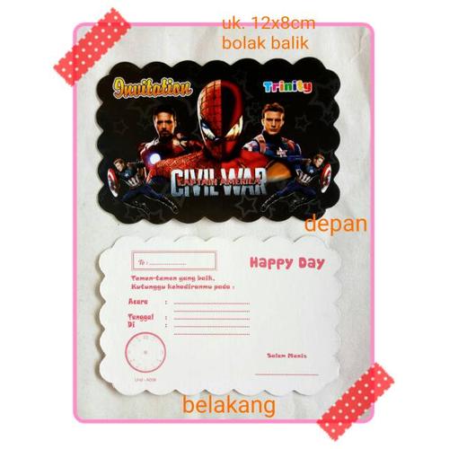 Foto Produk kartu undangan ulang tahun ultah anak karakter avenger avengers dari reanolshoop