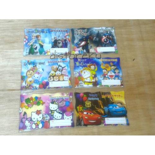 Foto Produk kartu undangan ulang tahun ultah lipat karakter character dari distoreku