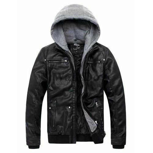 Foto Produk jaket semi kulit topi/jaket ggs/ jaket kulit kupluk/jaket keren - Hitam, M dari jacket semi kulit