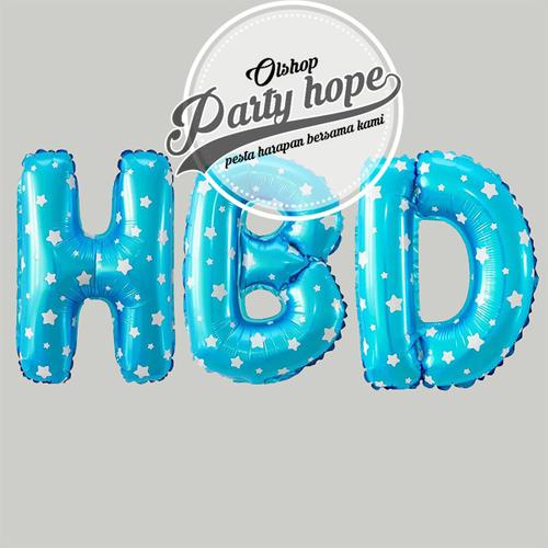Foto Produk Balon foil huruf biru / balon huruf biru / balon abjad biru dari PARTY HOPE 2