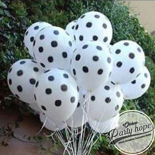 Foto Produk balon latex putih polkasot hitam / balon putih polkadot hitam dari PARTY HOPE 2