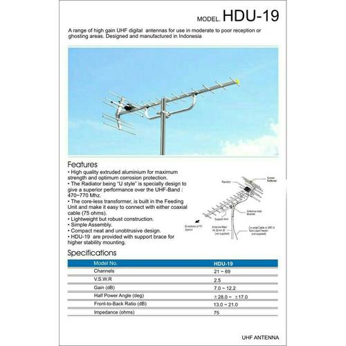 Foto Produk Antena TV Digital / Analog utk TV LCD,LED UHF antena model PF HDU 19 dari tk terang jaya elektrik