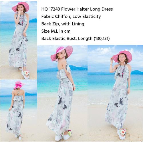 Jual HQ 17243 Flower Halter Long Dress 