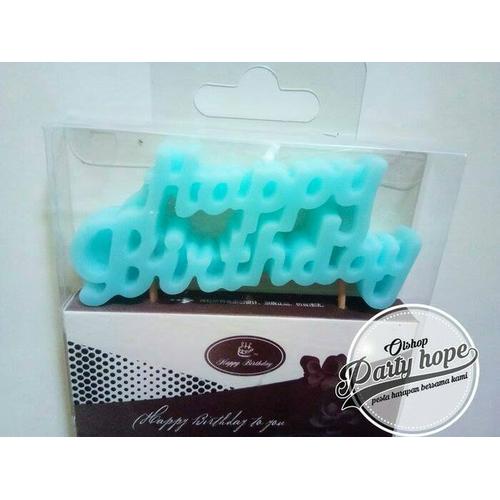 Foto Produk Lilin Happy Birthday Biru / Lilin Hbd / Lilin Ukir / Lilin Ulang Tahun dari PARTY HOPE 2