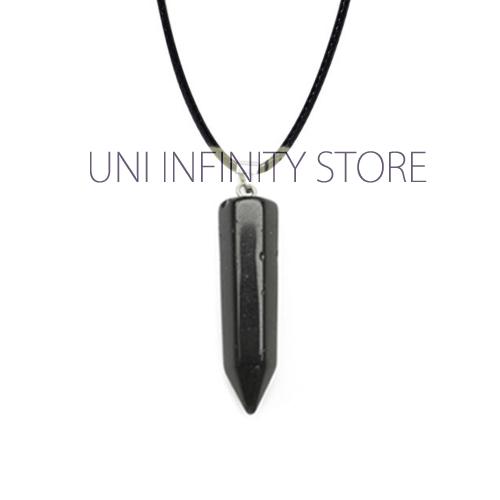 Foto Produk JWNE0179 Kalung Batu Hitam Black Agate Hexagram Unisex Cowok Cewek dari uni infinity store