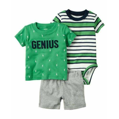 Foto Produk JUMPER ANAK BAYI LAKI COWOK CARTER SET KAOS GENIUS HIJAU CELANA ABU dari Schatzi Collection