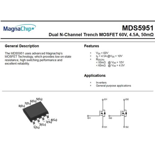 Jual MDS5951 Dual N Channel Trench MOSFET - Kota Bandung - Pacalaya ...
