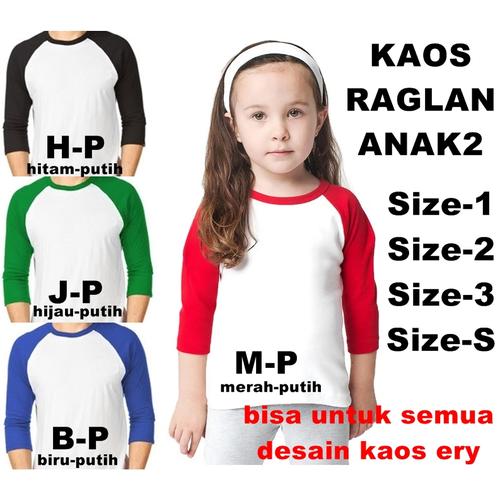 Foto Produk KAOS RAGLAN ANAK LENGAN3/4 UNTUK SEMUA DESAIN GAMBAR KAOSERY FREENAMA dari KaosEry