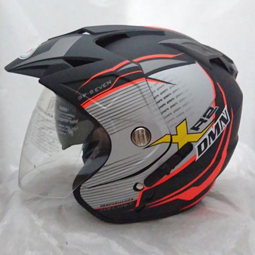 Foto Produk Helm DMN 2 kaca double visor XR-2 Black doff orange dari Cam Helmet