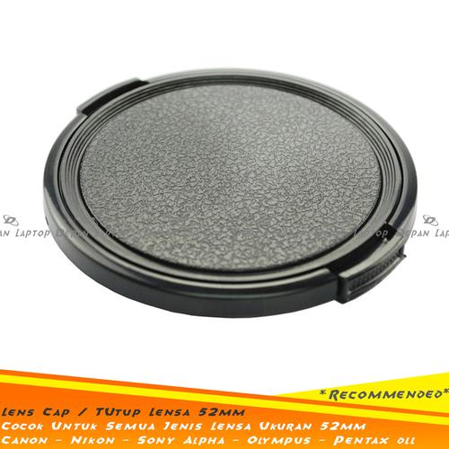 Foto Produk Lens Cap Tutup Lensa Model Klasik 52mm Universal Canon Nikon Sony Fuji dari depanlaptop