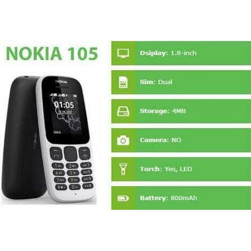 Foto Produk NOKIA 105 DUAL SIM NEW RESMI NOKIA - Hitam dari SKW PHONE