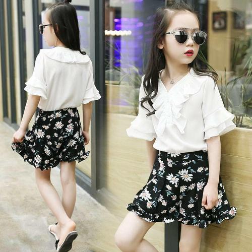 Jual White Blouse set Flower Skirt 