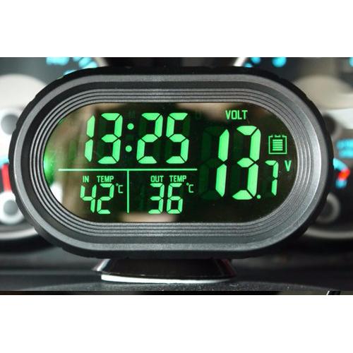 Foto Produk Voltmeter Digital Jam Suhu 2 backlight Volt meter aki accu mobil 4in1 dari wirdi