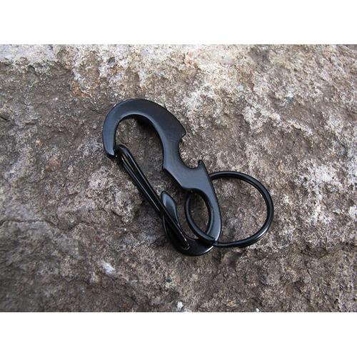 Foto Produk EDC Carabiner Buckle Stainless Steel Bottle Opener Pengait Multifungsi - Hitam dari lbagstore