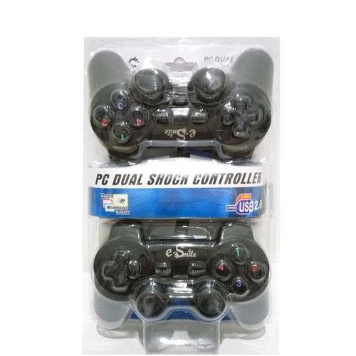 Foto Produk Gamepad Double Hitam E-Smile PC Dual Shock Controller USB dari Gatecomp Technology