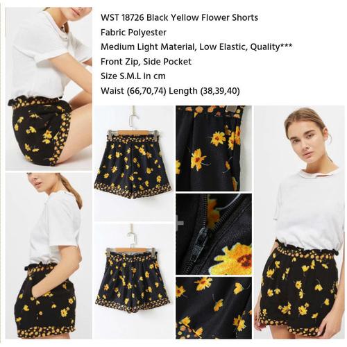 Jual Black Yellow Flower Shorts (size S 