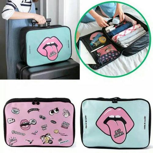 Foto Produk korean trunk bag BIG ( cute cartoon edition ) tas pendamping koper - MINT dari AZISTA SHOP