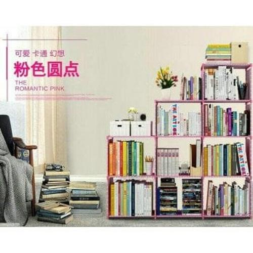 Foto Produk Rak buku portable 3 sisi ( 9 ruang ) serbaguna - rak lemari sepatu RB3 - grey dari Juru Selamat