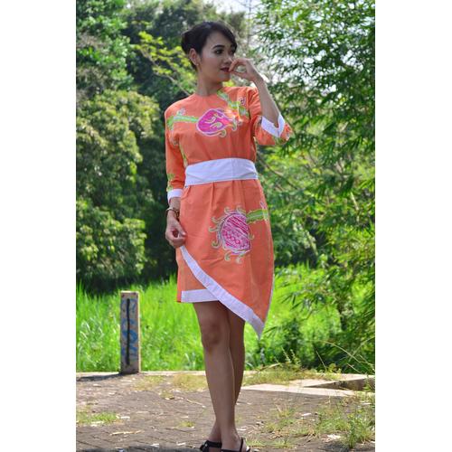 Jual Cocktail Dress Batik Apricot 
