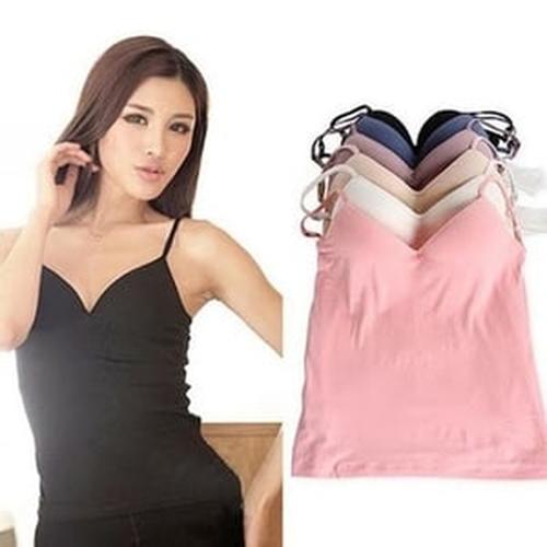 Foto Produk TANKTOP BRA/ SINGLET BUSA / CAMISOL TANKTOP CUP BAHAN HALUS - Hitam dari Angelina Lee