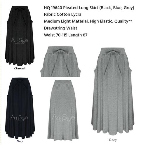 Jual Pleated Long Skirt (BLUE,GREY 