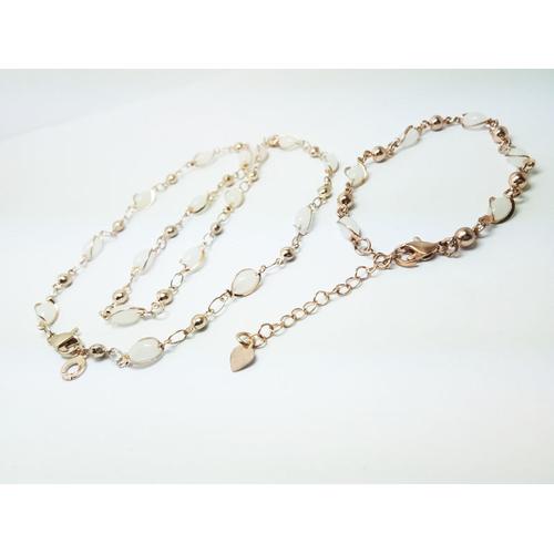 Foto Produk VeE Paket Kalung Gelang Wanita Lapis Emas 18K Batu Giok Putih dari Vee Jewelry