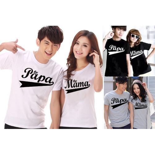 Foto Produk ZO Kaos Couple Papa Mama bahan katun kombat 30s t-shirt pasangan adem dari ELIZABETH GROSIR