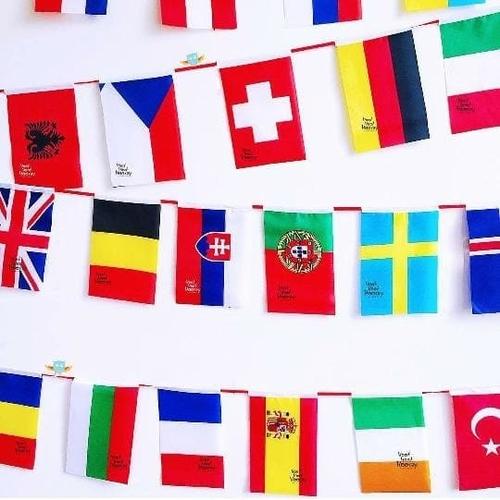 Foto Produk Bendera Negara Dunia Eropa Asia Afrika isi 50 negara (uk. 14 x 21.5) dari Om Botak