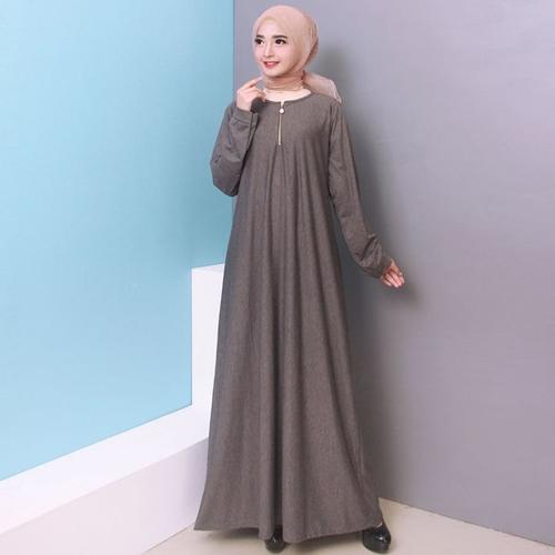Foto Produk Baju Gamis Wanita Gamis Jumbo Polos L - XXXL Bahan Misty 9621 - DARKGREY, XXL-XXXL dari Hitjab