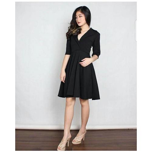Foto Produk Midi dress Scuba Hitam - Multi Color, M dari Valettashop