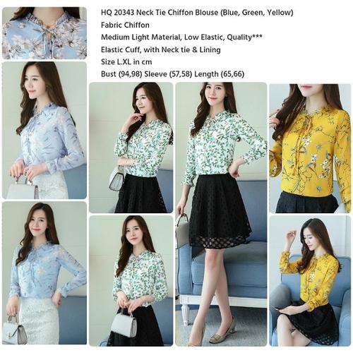 Jual HQ 20343 - Neck Tie Chiffon Blouse 