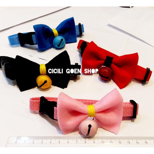 Foto Produk Collar nylon pita lonceng besar kalung nilon tebal kupu anjing kucing dari cicilia Goen Shop
