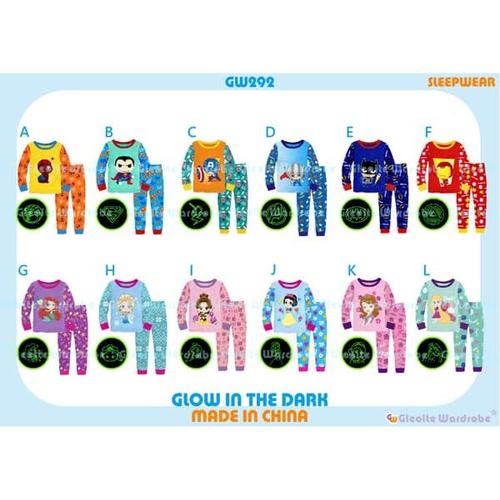 Foto Produk PIYAMA GW 292 GLOW IN THE DARK BAJU TIDUR ANAK PAJAMAS ANAK dari Liana Baby
