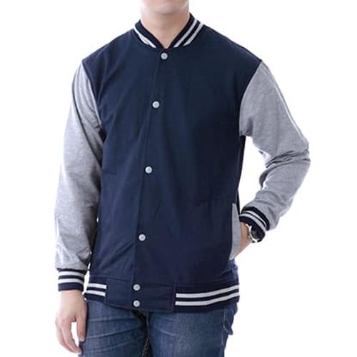 Foto Produk JAKET POLOS BASEBALL NAVY LIST ABU ! SWEATER BASE BALL MURAH VARSITY - Navy, M dari JAKARTA SPORTS