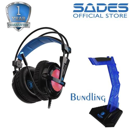 Foto Produk Sades Locust RGB Gaming Headset Bundling Headset Stand dari Sades Official Store