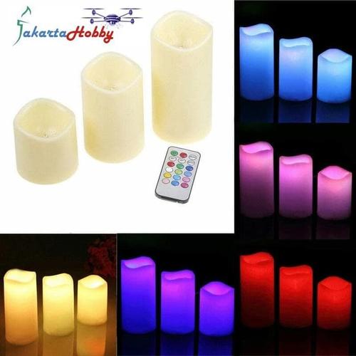 Foto Produk Lilin Elektrik Besar RGB 3pcs LED Big Candle with Remote Control dari Jakarta Hobby
