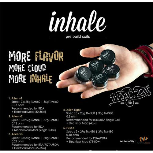 Gambar Alien V1 V2 V3 Inhale Prebuilt Coil Vape Wire by Inhale Exhale Coils - INHALE V1 dari JakartaVapers Kab. Tangerang Tokopedia