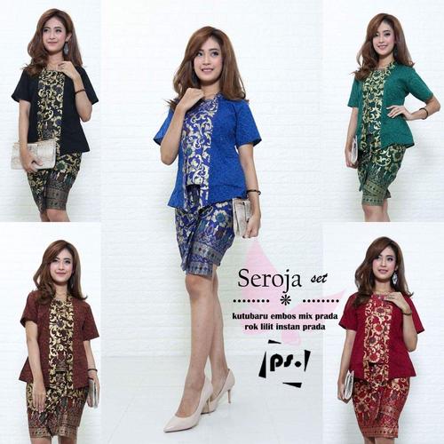 Foto Produk Stelan kebaya etnik pendek rok Lilit Motif Sulur Murah ukuran Allsize - Cokelat, XL dari Simi Fasion Shop
